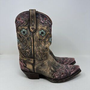 Dan Post Vintage Bluebird Snip Toe Leather Boots Size 10 Western Cowgirl
